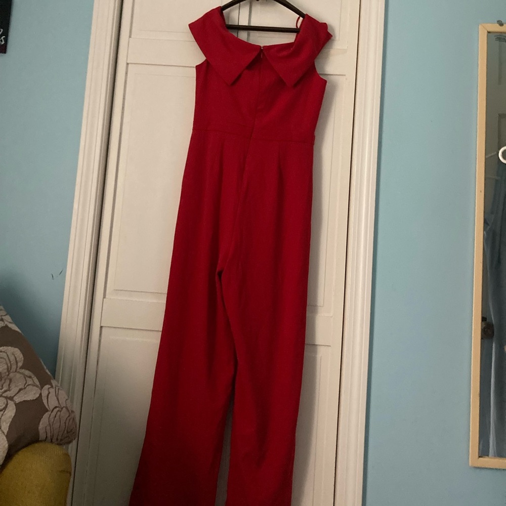 Macy’s XSAPE red formal jumpsuit dress